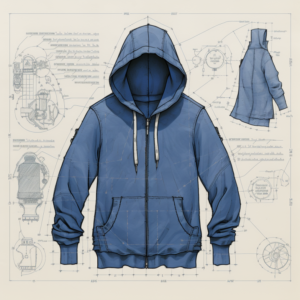 Hoodie schematic breaking down the hoodie components