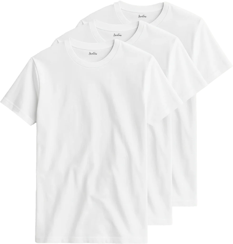 Ett 3-pack T-shirts i färgen vit. T-shirten är från Swetees av modellen Heritage Tee.